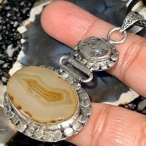 Botswana Agate & Rutile Quartz Pendant 2 1/2”